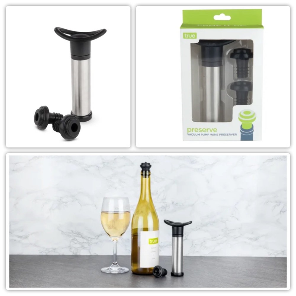 True Pump It Up Wine Preserver Vacuum Pump & Stopper Set NEW Keeps Wine Fresh!